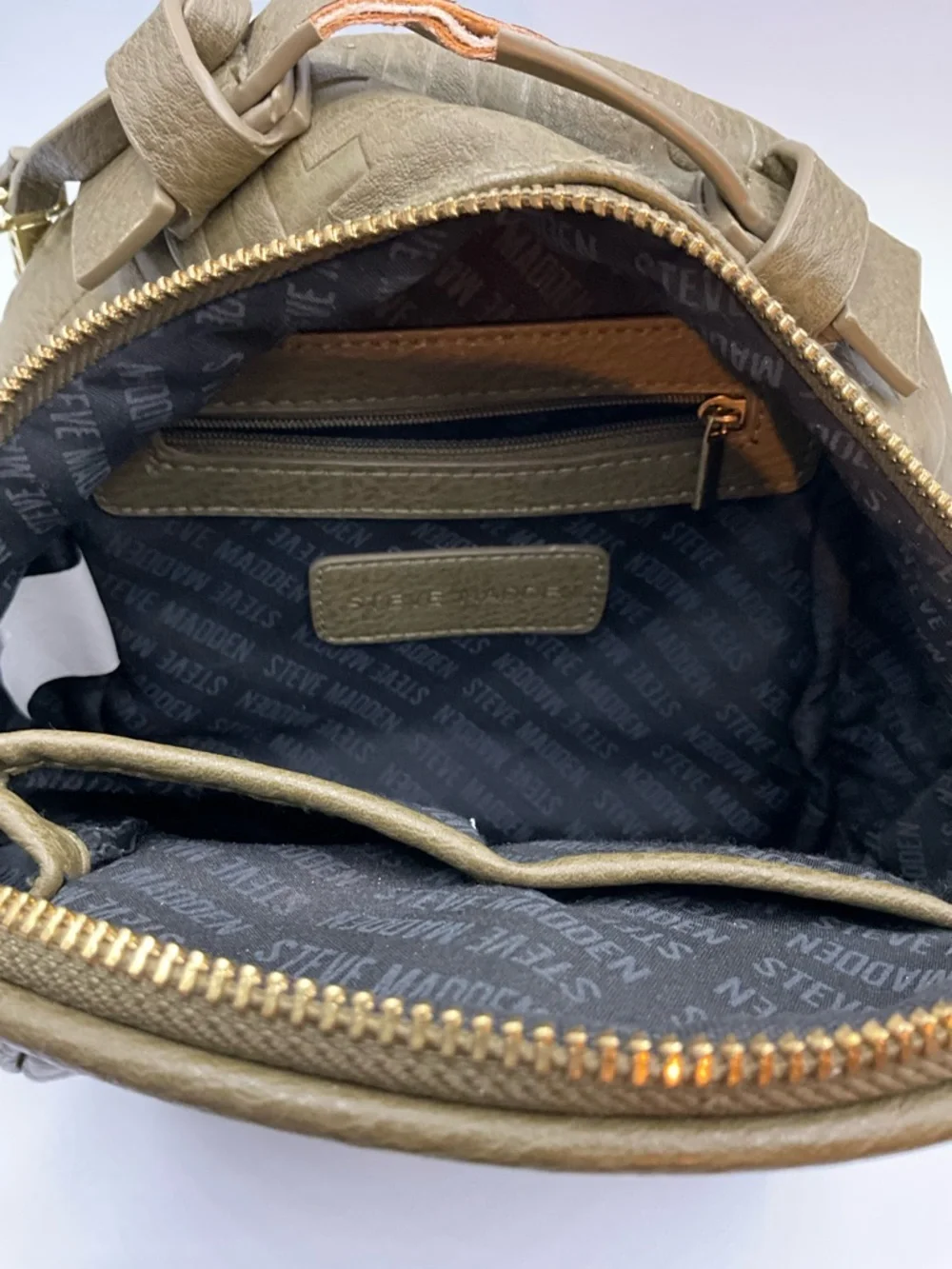 Steve Madden Mini Backpack Olive with Tassel Charm